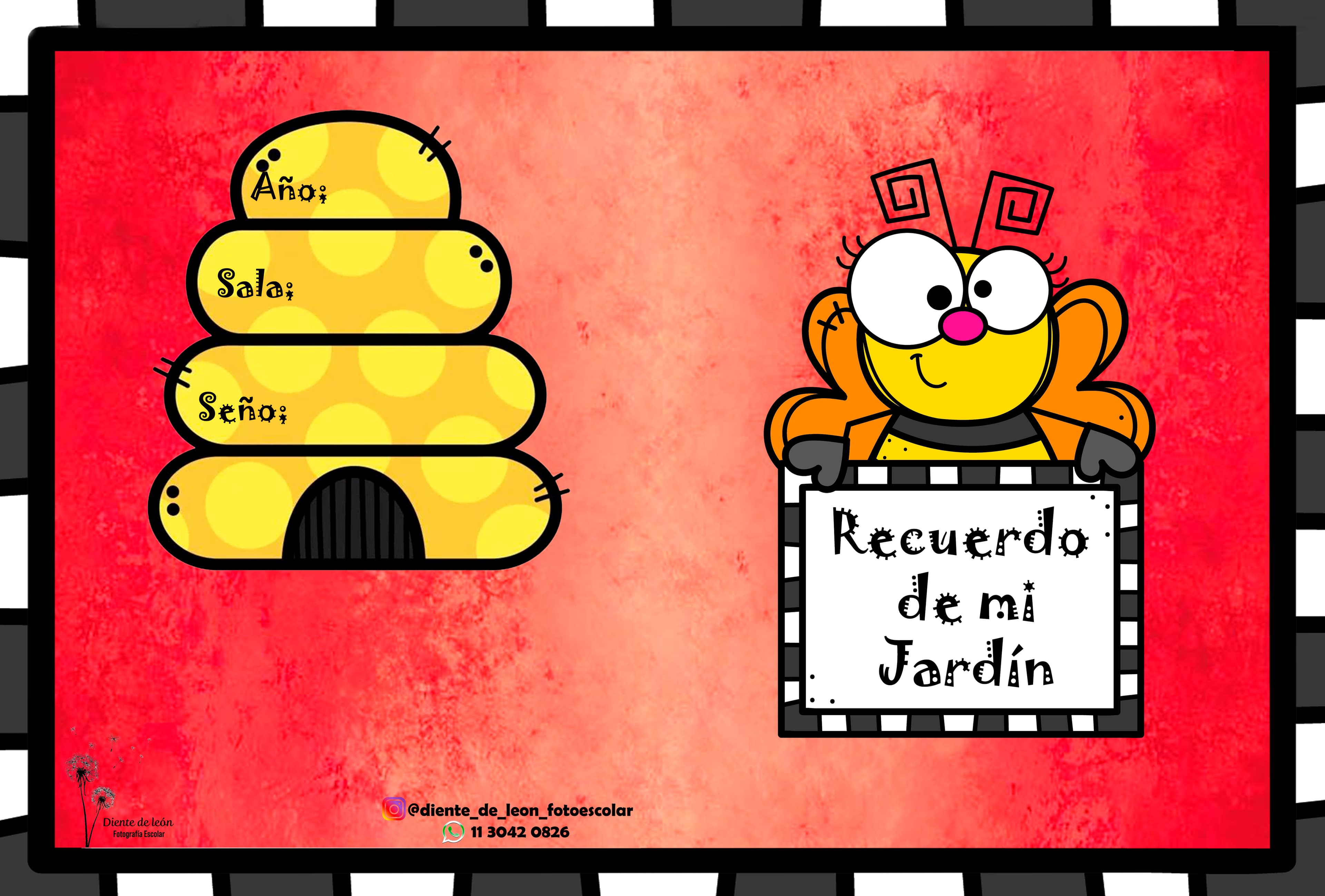 Diseño Recuerdo de mi Jardín con abeja y panal