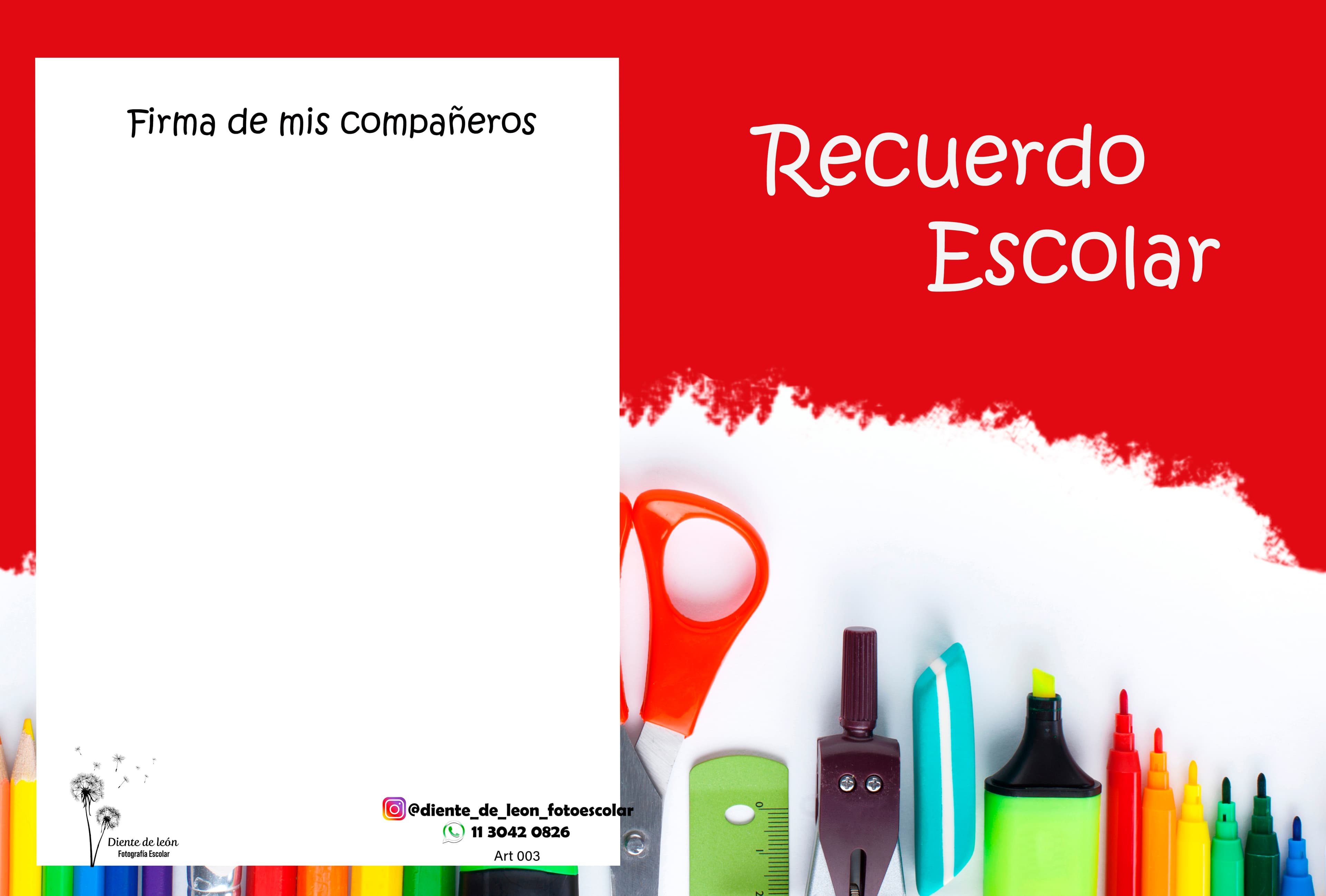 Diseño Recuerdo Escolar con bloque rojo