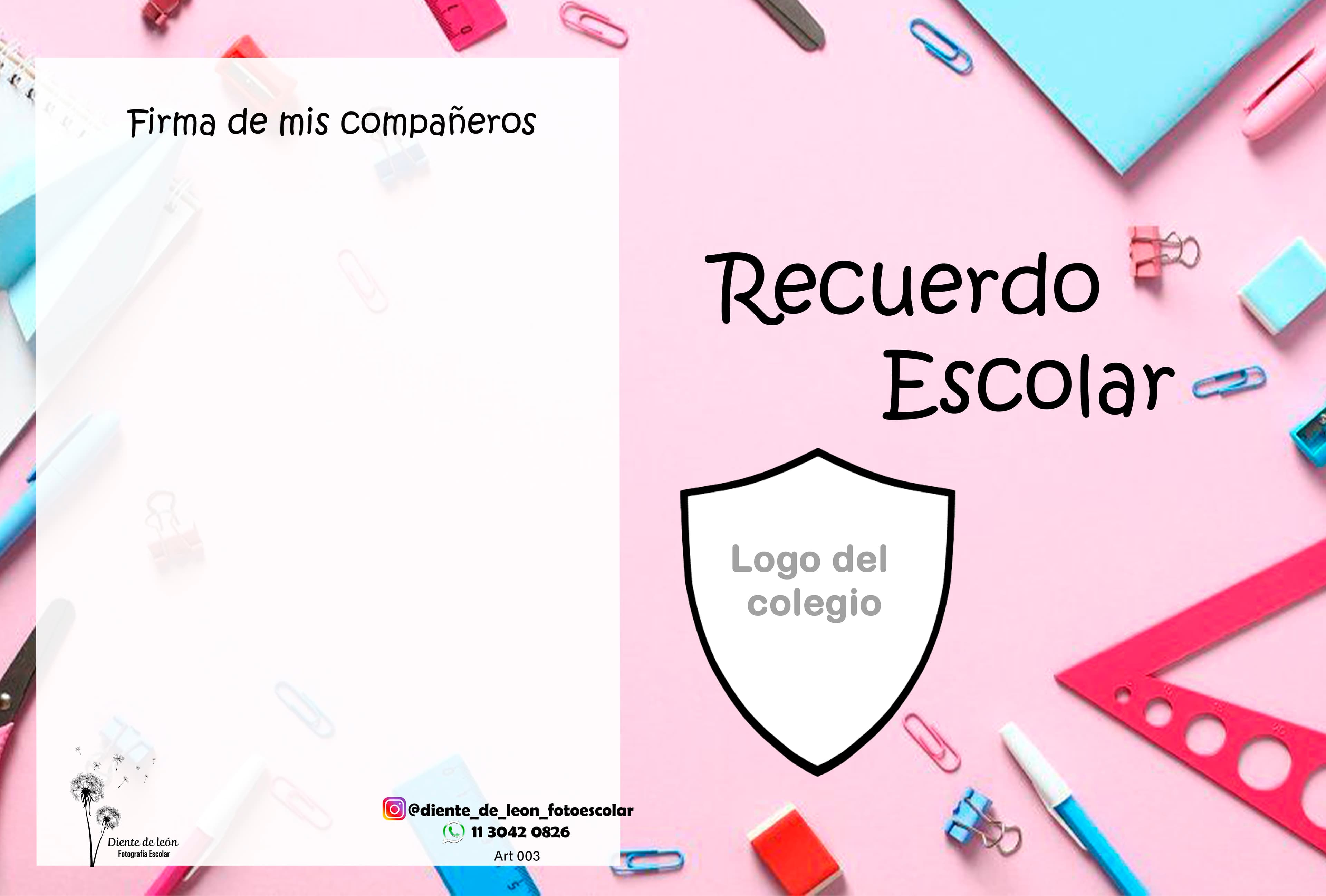 Diseño Recuerdo Escolar con escudo del colegio