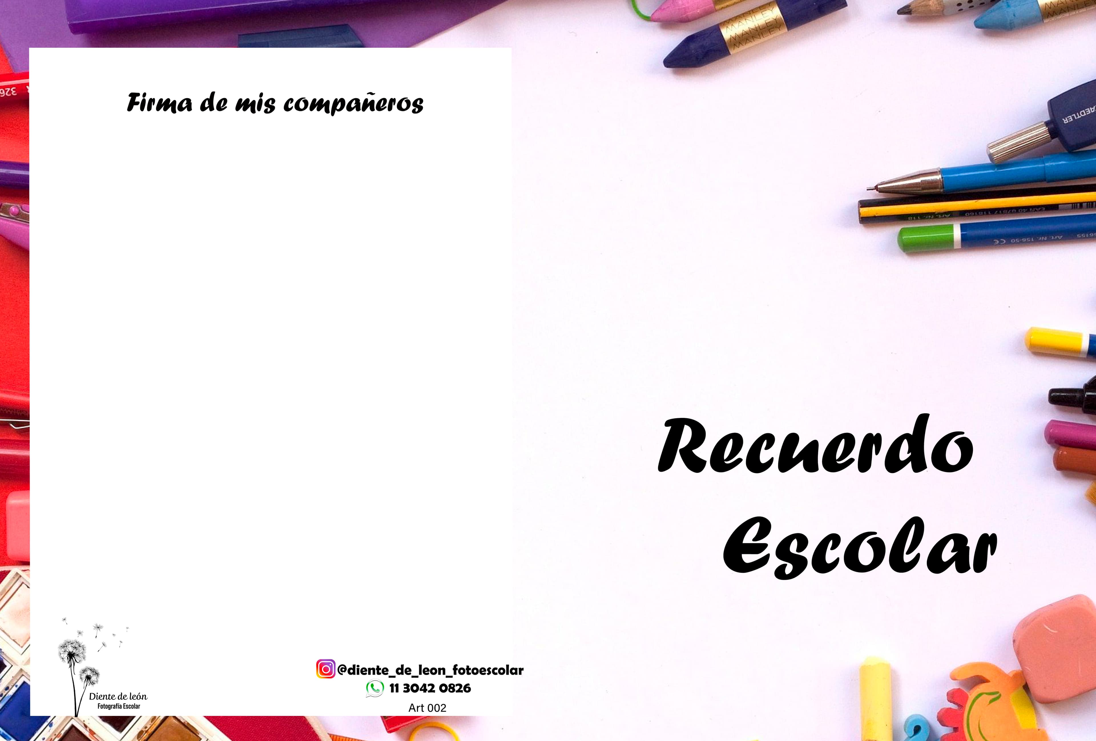 Diseño Recuerdo Escolar con útiles escolares de fondo
